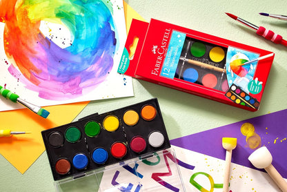 Faber-Castell Watercolour Paint Box - 12 Colours, Small Version