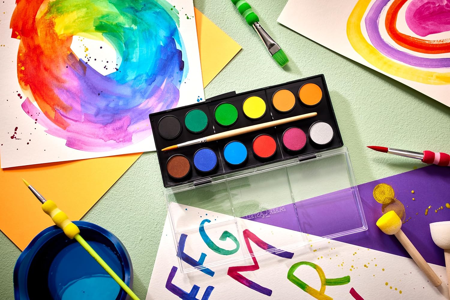 Faber-Castell Watercolour Paint Box - 12 Colours, Small Version