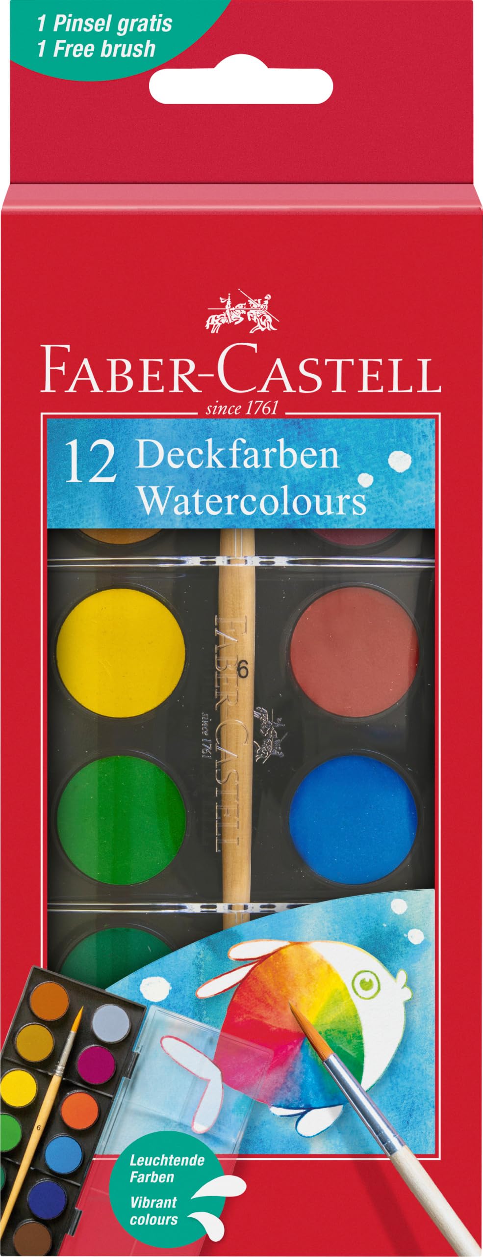 Faber-Castell Watercolour Paint Box - 12 Colours, Small Version