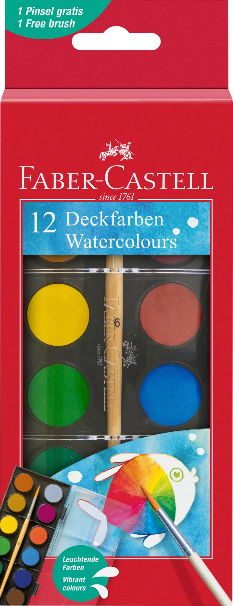 Faber-Castell Watercolour Paint Box - 12 Colours, Small Version
