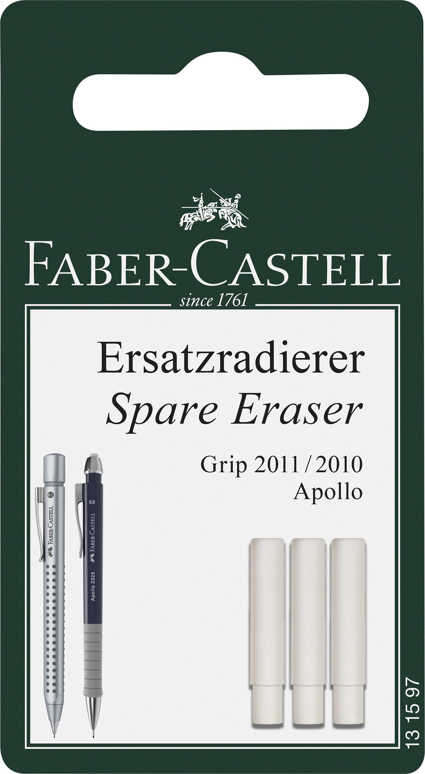 Faber-Castell 131597 Replacement Eraser for Grip 2011 Mechanical Pencil (Pack of 3