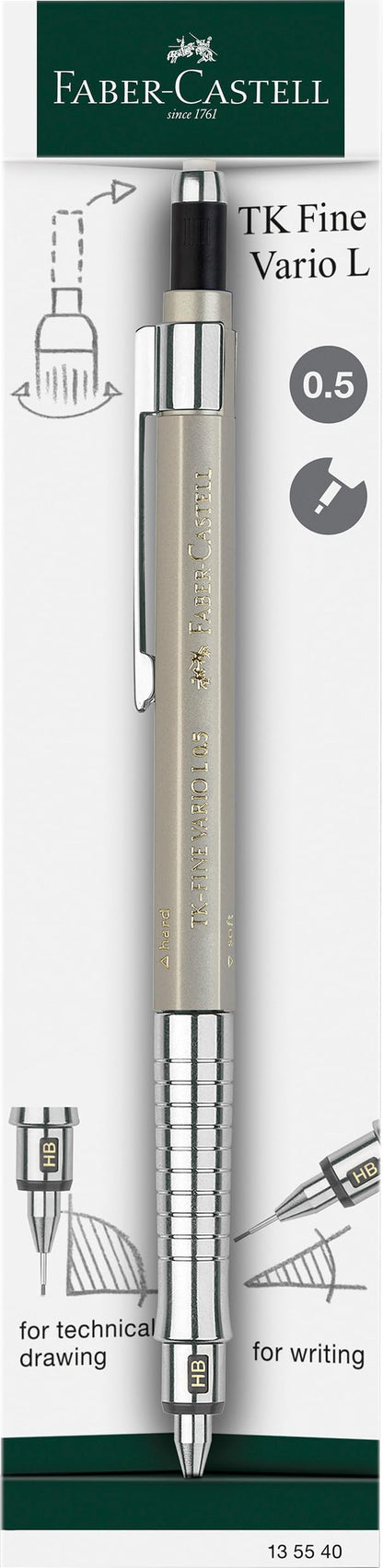 Faber-Castell TK-Fine Vario L 135540 Mechanical Pencil 0.5 mm Champagne Gold with Soft/Hard Mechanism