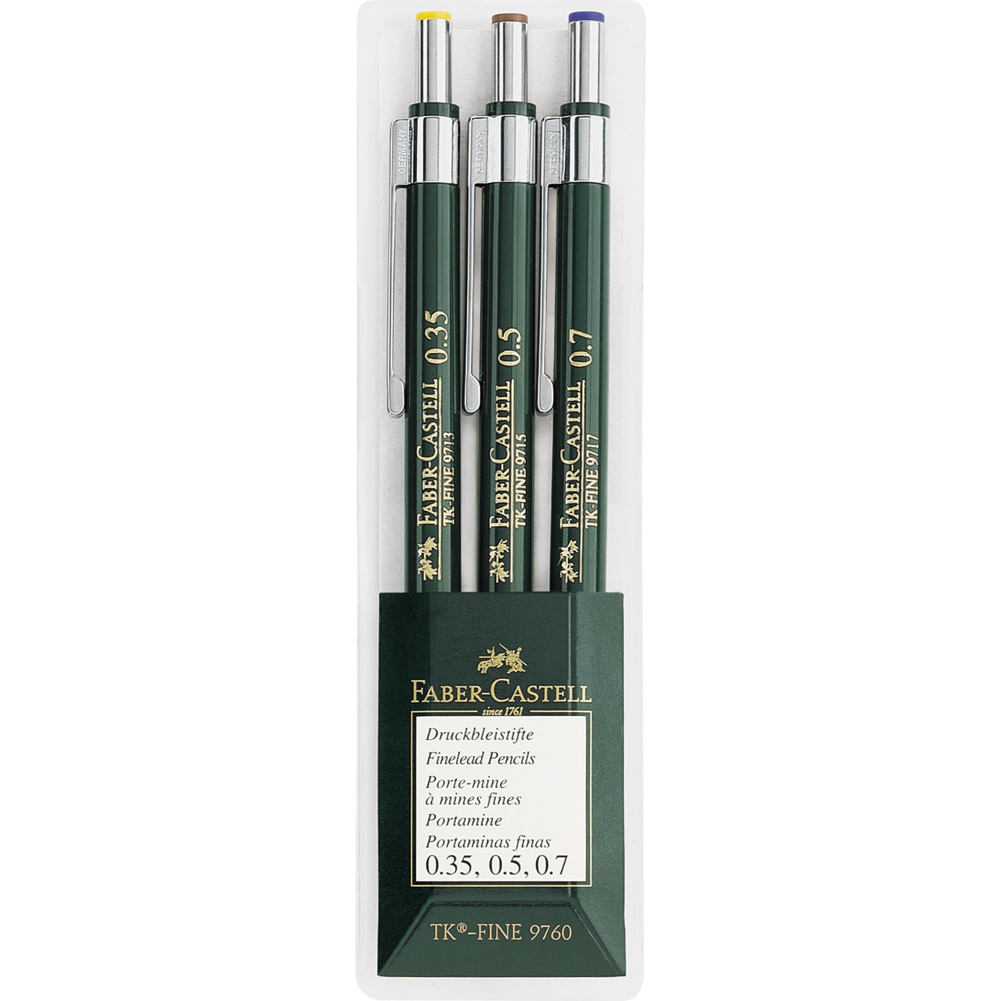 Faber-Castell Miscellaneous Tk-Fine 9713 Mechanical Pencil, 0.35/0.5/0.7mm, Wallet Of 3Black, Wallet Of 3 - 0.35, 0.5, 0.7mm