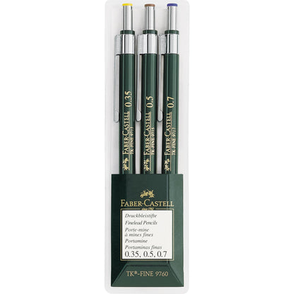 Faber-Castell Miscellaneous Tk-Fine 9713 Mechanical Pencil, 0.35/0.5/0.7mm, Wallet Of 3Black, Wallet Of 3 - 0.35, 0.5, 0.7mm