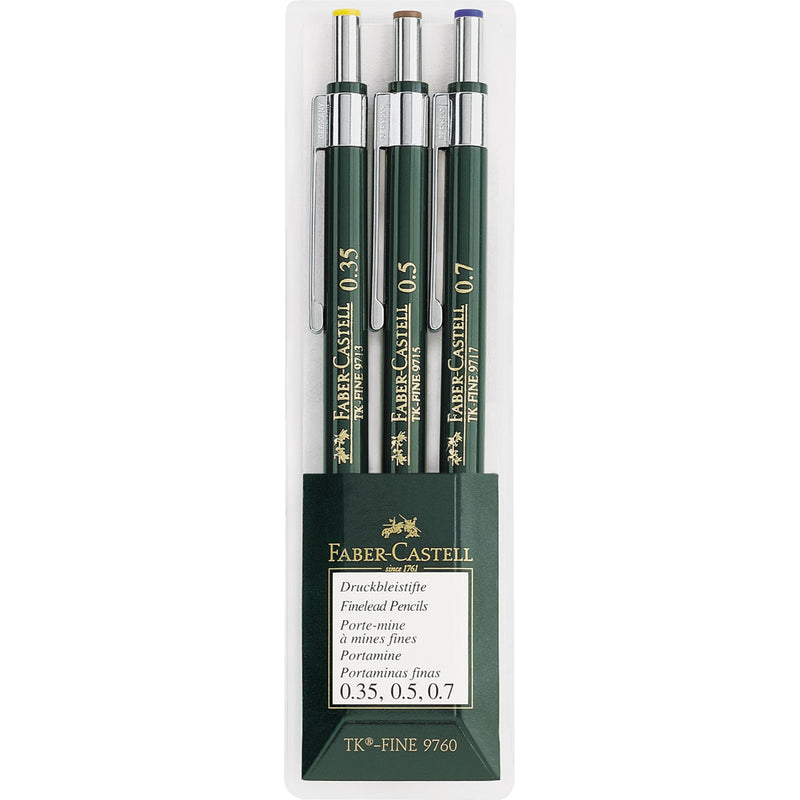 Faber-Castell Miscellaneous Tk-Fine 9713 Mechanical Pencil, 0.35/0.5/0.7mm, Wallet Of 3Black, Wallet Of 3 - 0.35, 0.5, 0.7mm