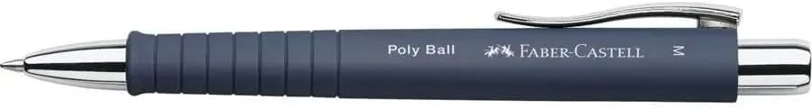 Faber-Castell - Ballpoint Pen Poly Ball XB Set of 5 Black, Rose, Stone Grey, All Black and Dark Blue (M) 1 Each with Replaceable Refill, Indelible (5 Pieces, Colourful)