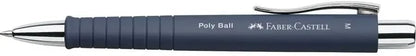 Faber-Castell - Ballpoint Pen Poly Ball XB Set of 5 Black, Rose, Stone Grey, All Black and Dark Blue (M) 1 Each with Replaceable Refill, Indelible (5 Pieces, Colourful)