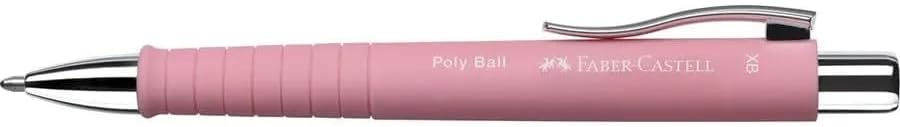 Faber-Castell - Ballpoint Pen Poly Ball XB Set of 5 Black, Rose, Stone Grey, All Black and Dark Blue (M) 1 Each with Replaceable Refill, Indelible (5 Pieces, Colourful)