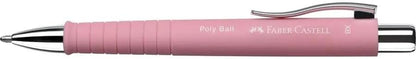 Faber-Castell - Ballpoint Pen Poly Ball XB Set of 5 Black, Rose, Stone Grey, All Black and Dark Blue (M) 1 Each with Replaceable Refill, Indelible (5 Pieces, Colourful)