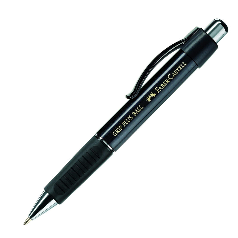 Faber-Castell Grip Plus 07 Metallic Black Ball Pen - Blue Ink