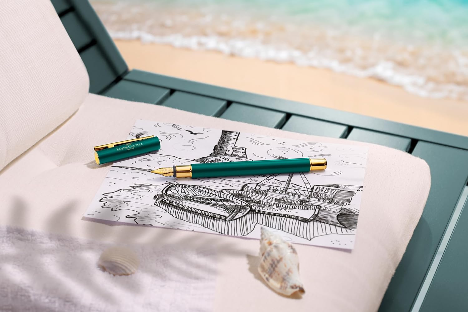 Faber-Castell Neo Slim 141432 Fountain Pen Nib Width EF Gold Rainforest