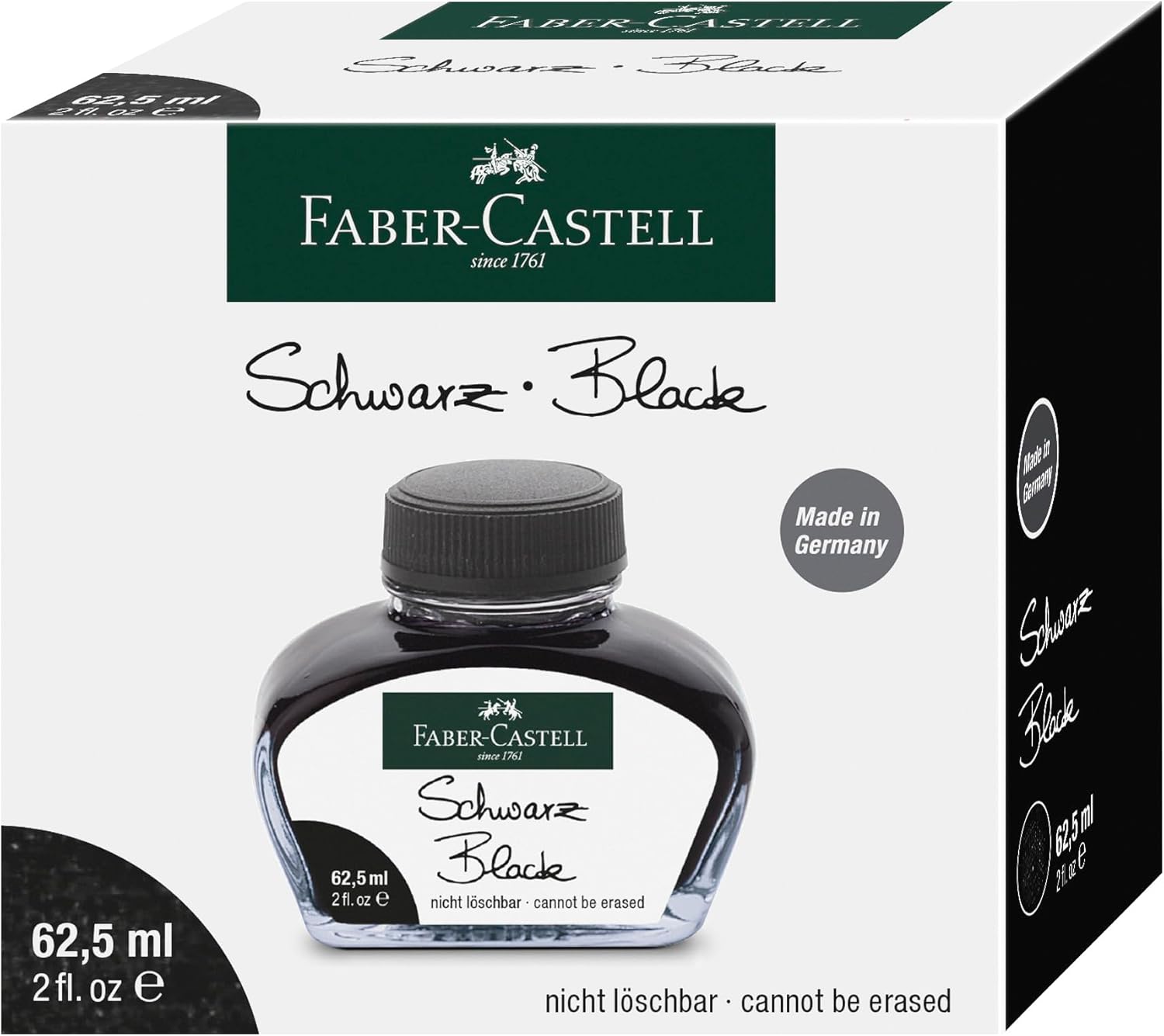 Faber-Castell 148700 Ink Glass for Writing Instruments with Converter, Brilliant Black, 62.5 mm, Pack of 1