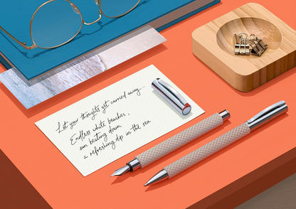 FABER-CASTELL Ambition OpArt 149616 Twist Ballpoint Pen, White Sand