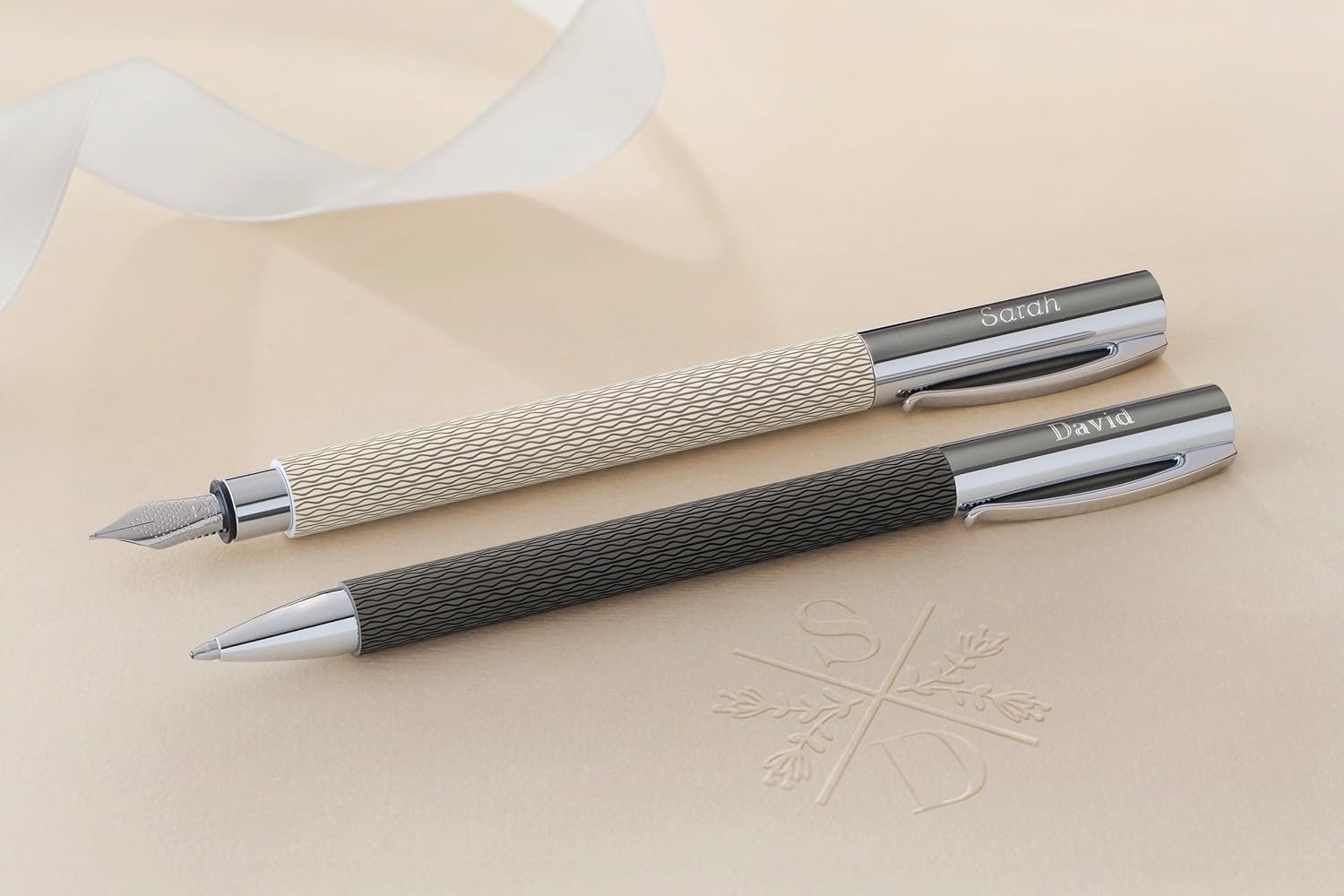 FABER-CASTELL Ambition OpArt 149620 Fountain Pen White Sand Nib Width M Includes Gift Packaging