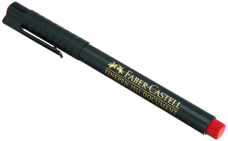 SG Education Faber Finepen 1511 Marking Pen, Red, Metal-clad Fibre-tip, Water-based Ink, 0.4mm Line Width