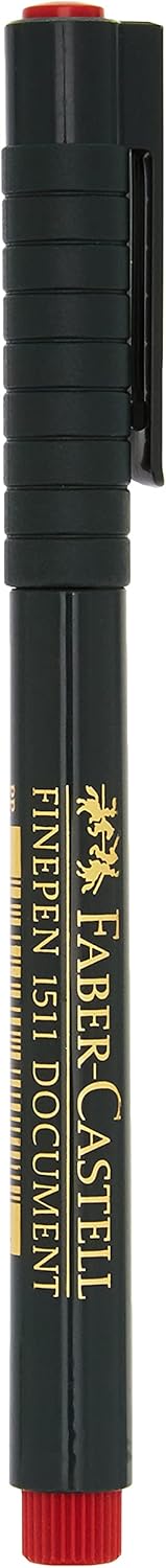 SG Education Faber Finepen 1511 Marking Pen, Red, Metal-clad Fibre-tip, Water-based Ink, 0.4mm Line Width