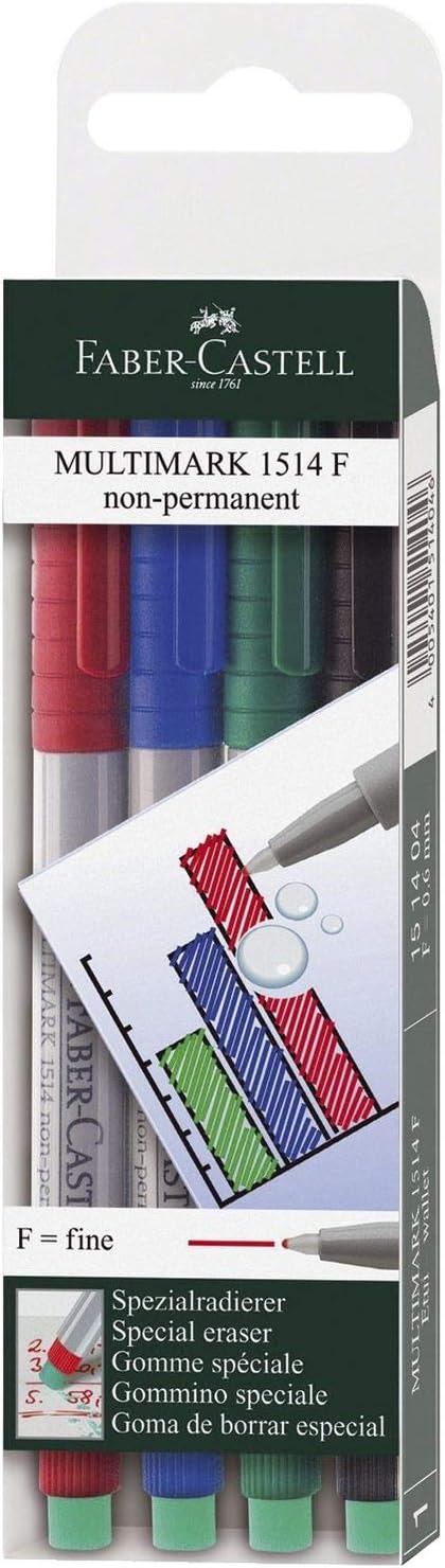 FABER-CASTELL MULTIMARK F - Rotuladores no permanentes (4 unidades, 1 paquete, 4 unidades