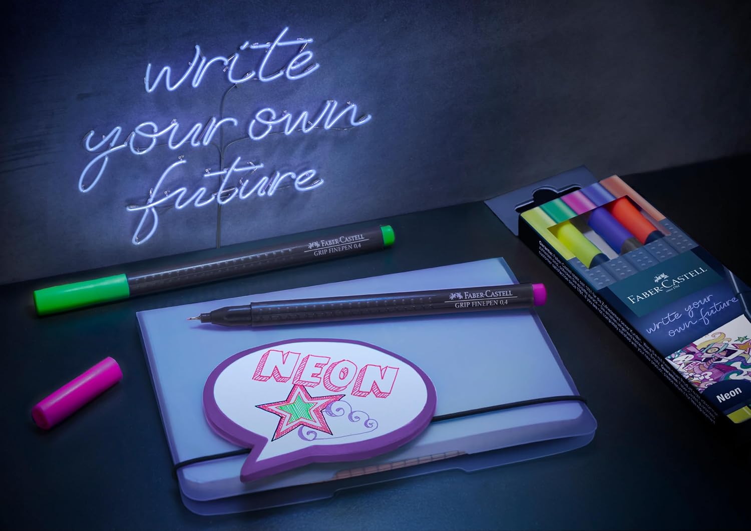 Faber Castell Grip Finepen Neon Pen - set of five