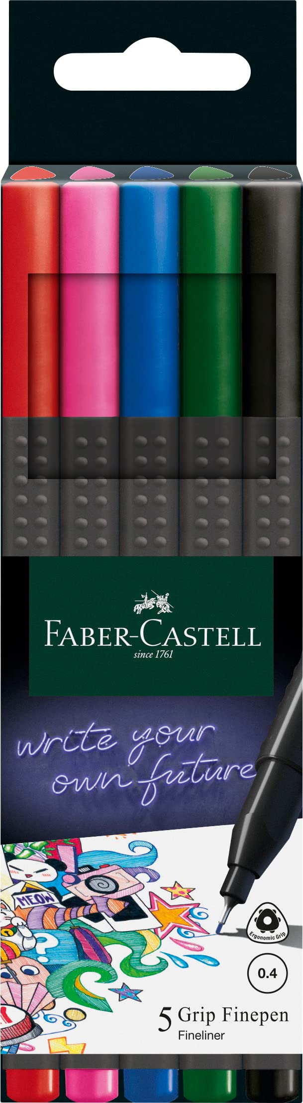Faber Castell Grip Finepen Pen - set of five