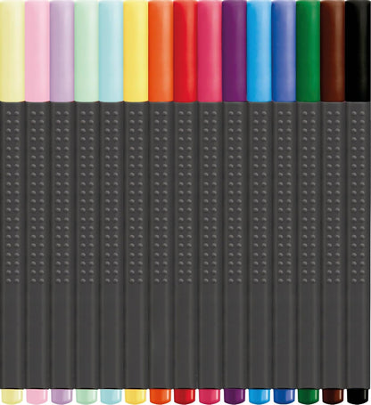 Faber-Castell Grip Fine Pen 0.4Mm 15 Color In A Round Tin, Brilliant colours,Washes out of most fabrics,Suitable for right- and left-handers, 151617