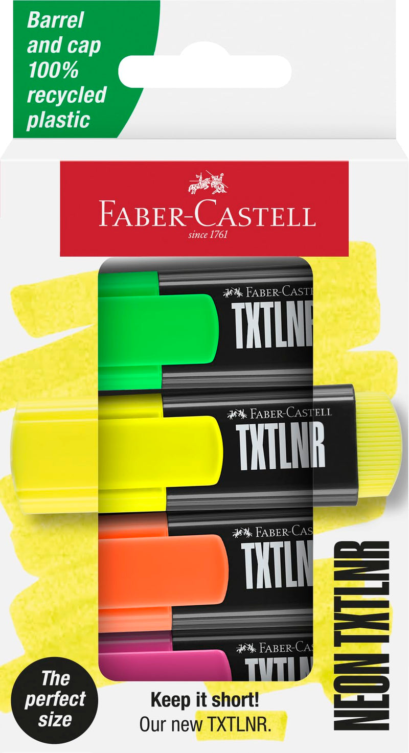 Faber-Castell 154204 - Pack of 4 Fluorescent Markers TXTLNR - Neon