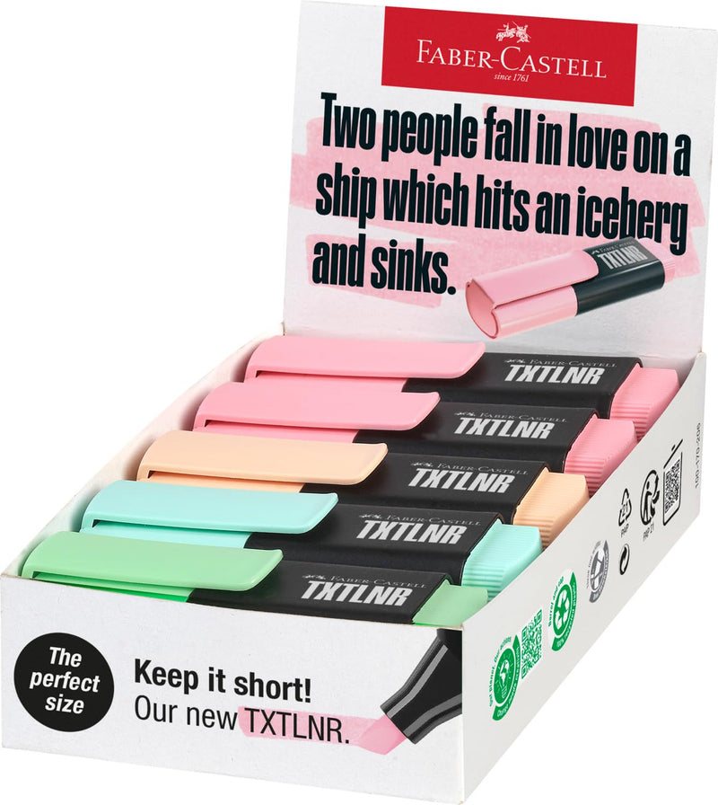 FABER-CASTELL 154211 - Juego de rotuladores TXTLNR, 10 rotuladores pastel para niños y adultos