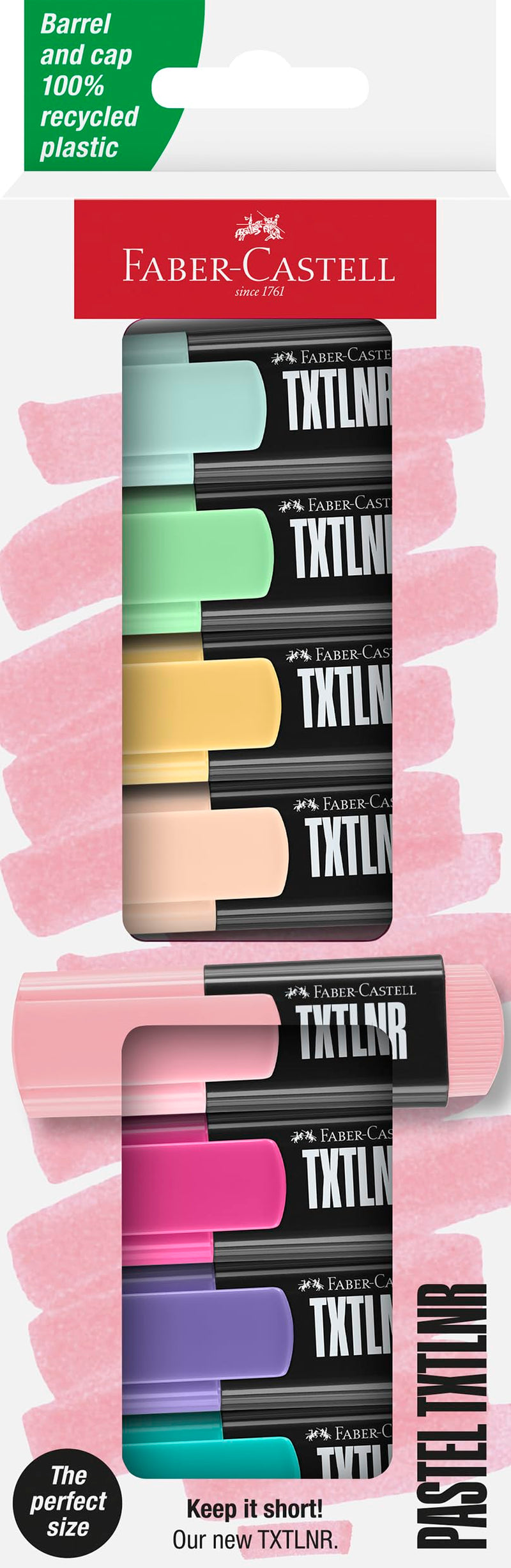 FABER-CASTELL 154218 Highlighter Set TXTLNR, 8 Pastel Markers for Children and Adults
