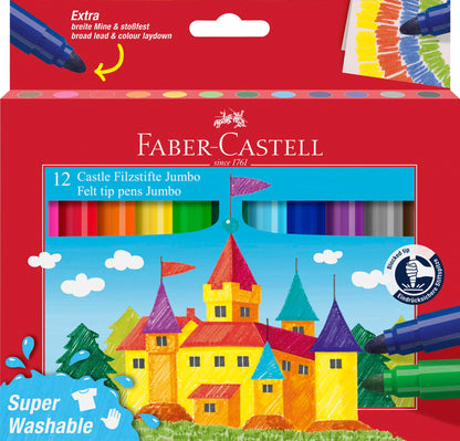 Faber-Castell Fibre-tip pen Jumbo 12pc. Superwashable