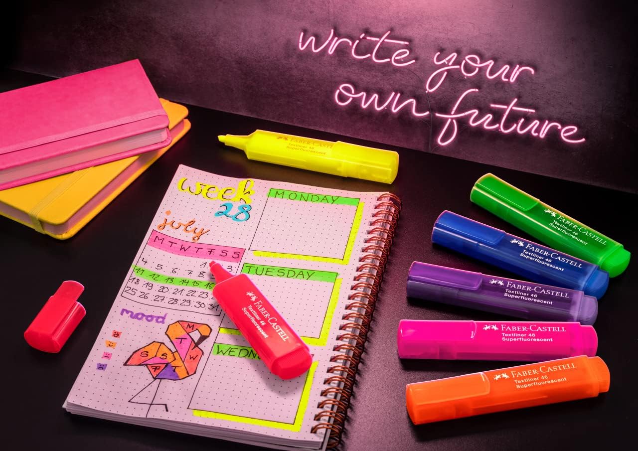 Faber-Castell 154621 - Caja con 10 Marcadores Fluorescentes Textliner 46 - Rojo