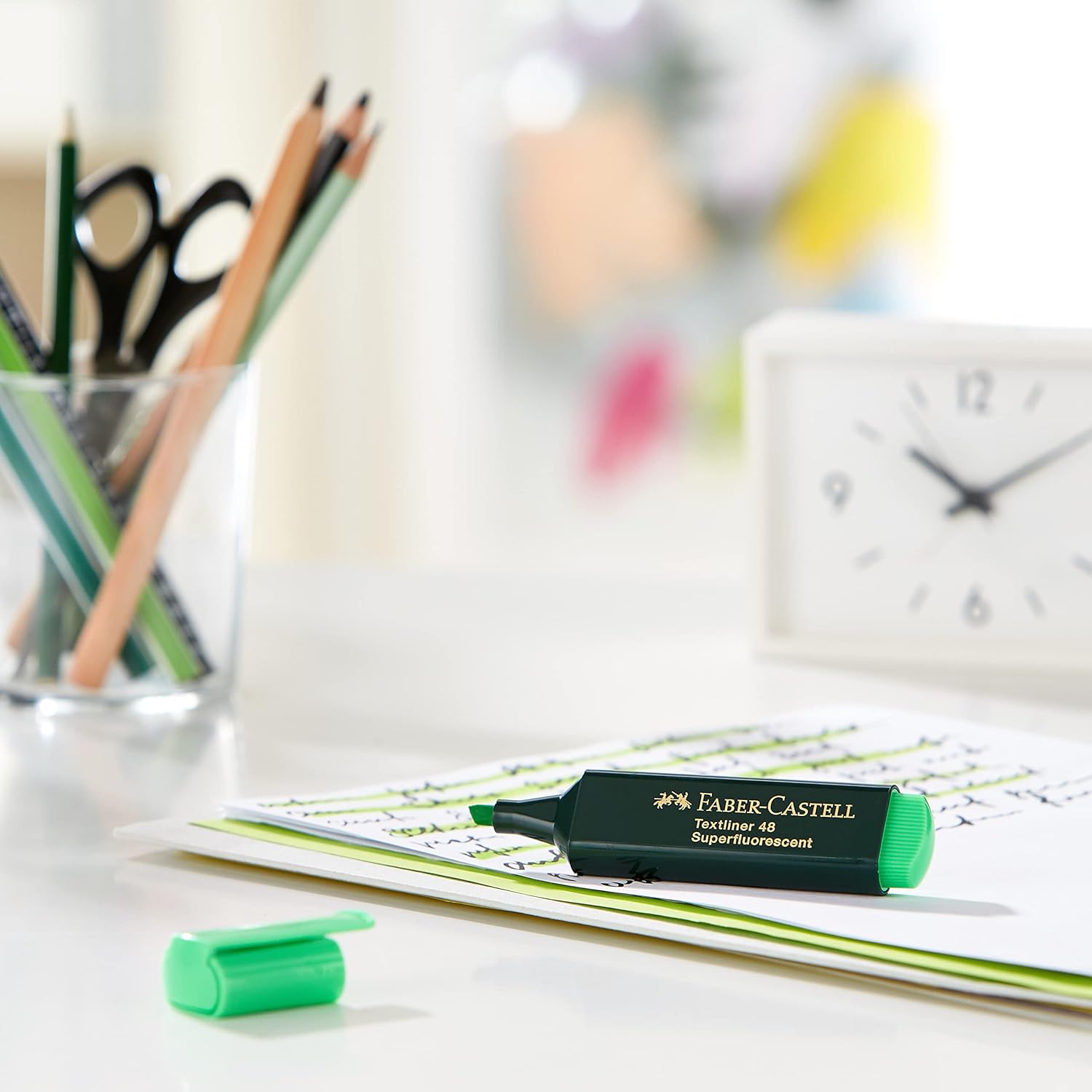 Faber-Castell 154863 - Pack de 10 marcadores fluorescente, color verde