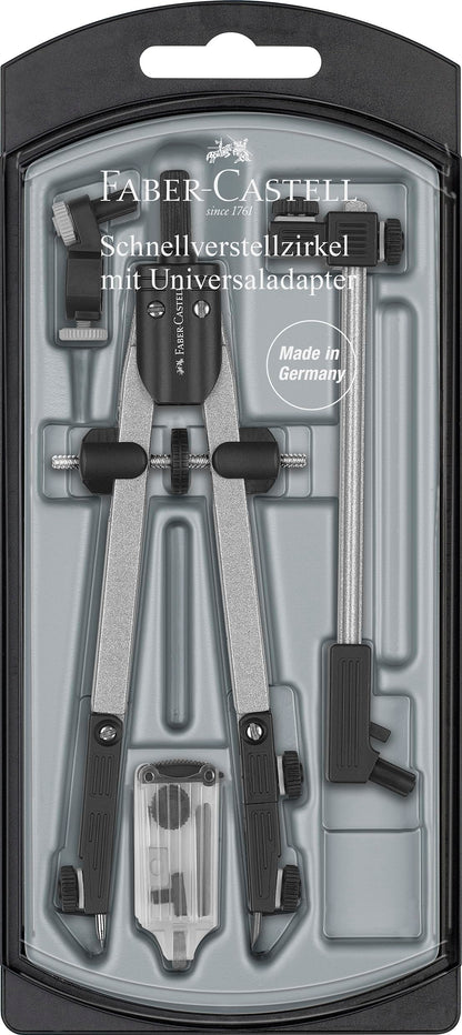 Faber-castell 174045 – Quick Adjust Compass with Aniversal Adapter + Extension and Accessories