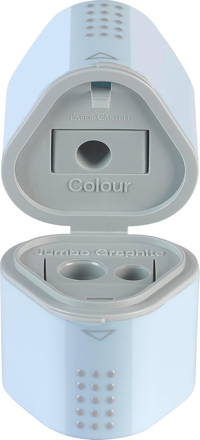 Faber-Castell 183874 FC Triple Sharpener Grip Blue 1 Piece Sharpener with Container for Lead and Coloured Pencils