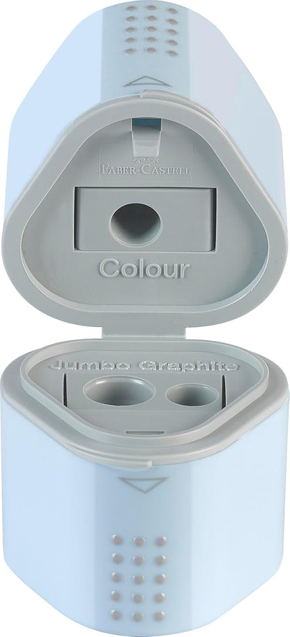 Faber-Castell 183874 FC Triple Sharpener Grip Blue 1 Piece Sharpener with Container for Lead and Coloured Pencils