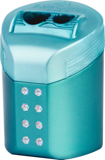 Faber-Castell Double Hole Sharpener RollOn Sparkle, Blister Card of 1 - Assorted Colours
