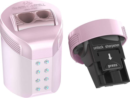 Faber-Castell Double Hole Sharpener RollOn Sparkle, Blister Card of 1 - Assorted Colours