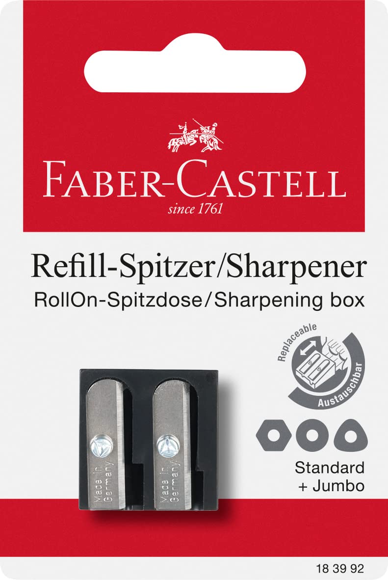 Faber-Castell Refill double hole plastic sharpener for RollOn sharpening box on Blister Card,Black
