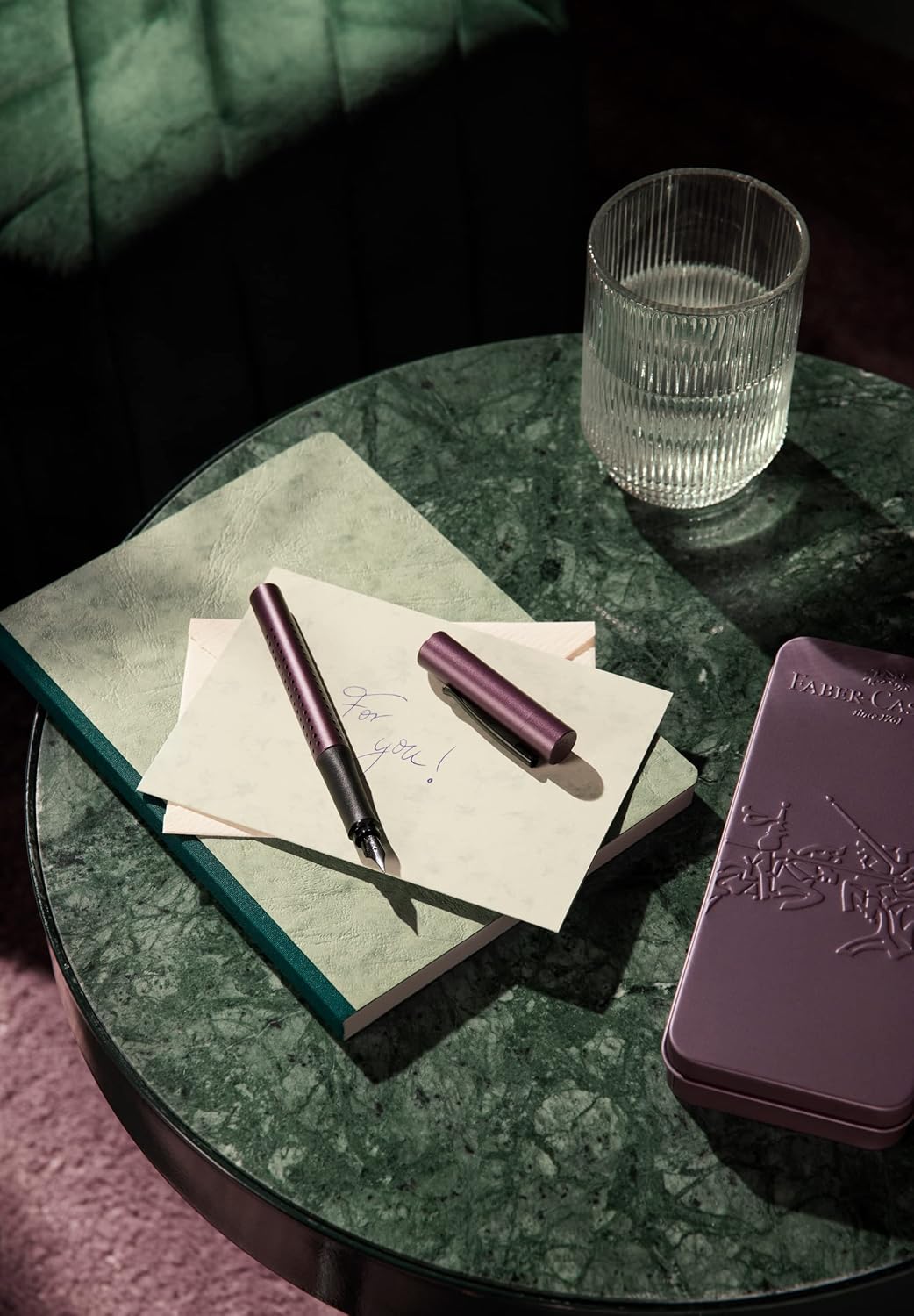 FABER-CASTELL Grip Edition 201530 Gift Set with Fountain Pen M and XB Ballpoint Pen in Metal Case Berry