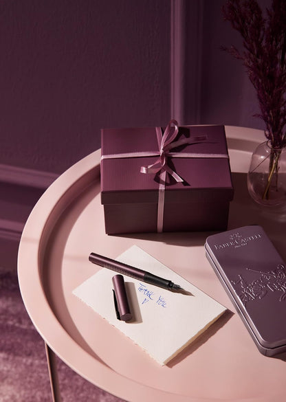 FABER-CASTELL Grip Edition 201530 Gift Set with Fountain Pen M and XB Ballpoint Pen in Metal Case Berry