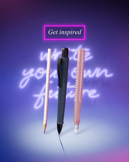 Faber-Castell 201539 Grip 2011 Pale Rose Gift Set with Fountain Pen M and XB Ballpoint Pen in Metal Case