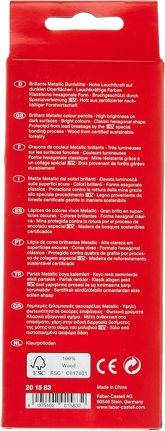 Faber-Castell 201583 Metallic Colour Pencil (Pack of 10)