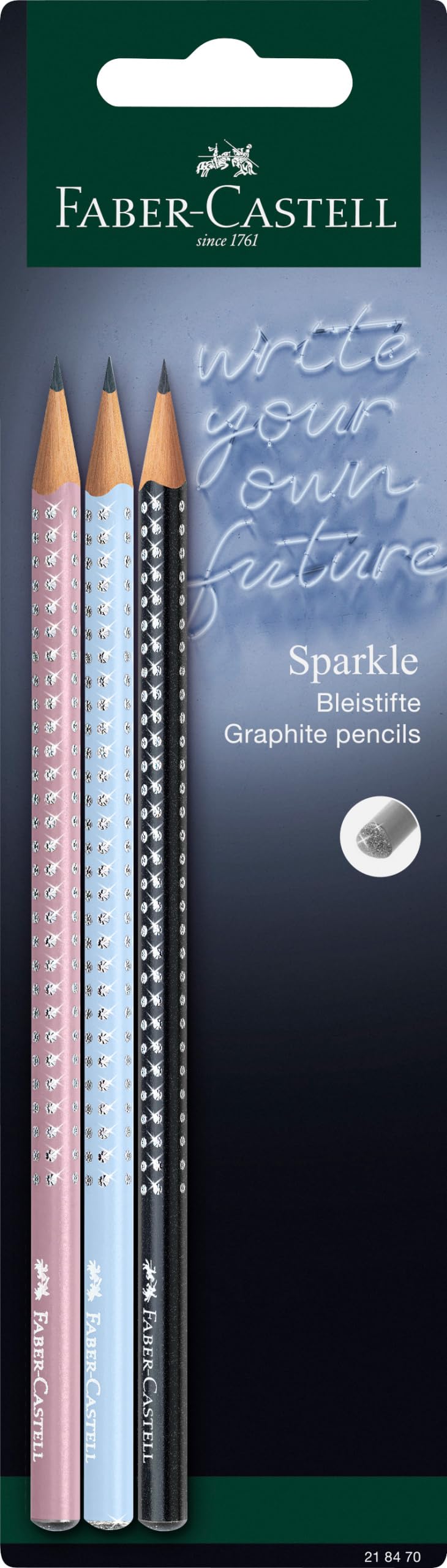 Faber-Castell New Harmony 218470 Pencil Set of 3 Sparkle Pencils, Hardness B