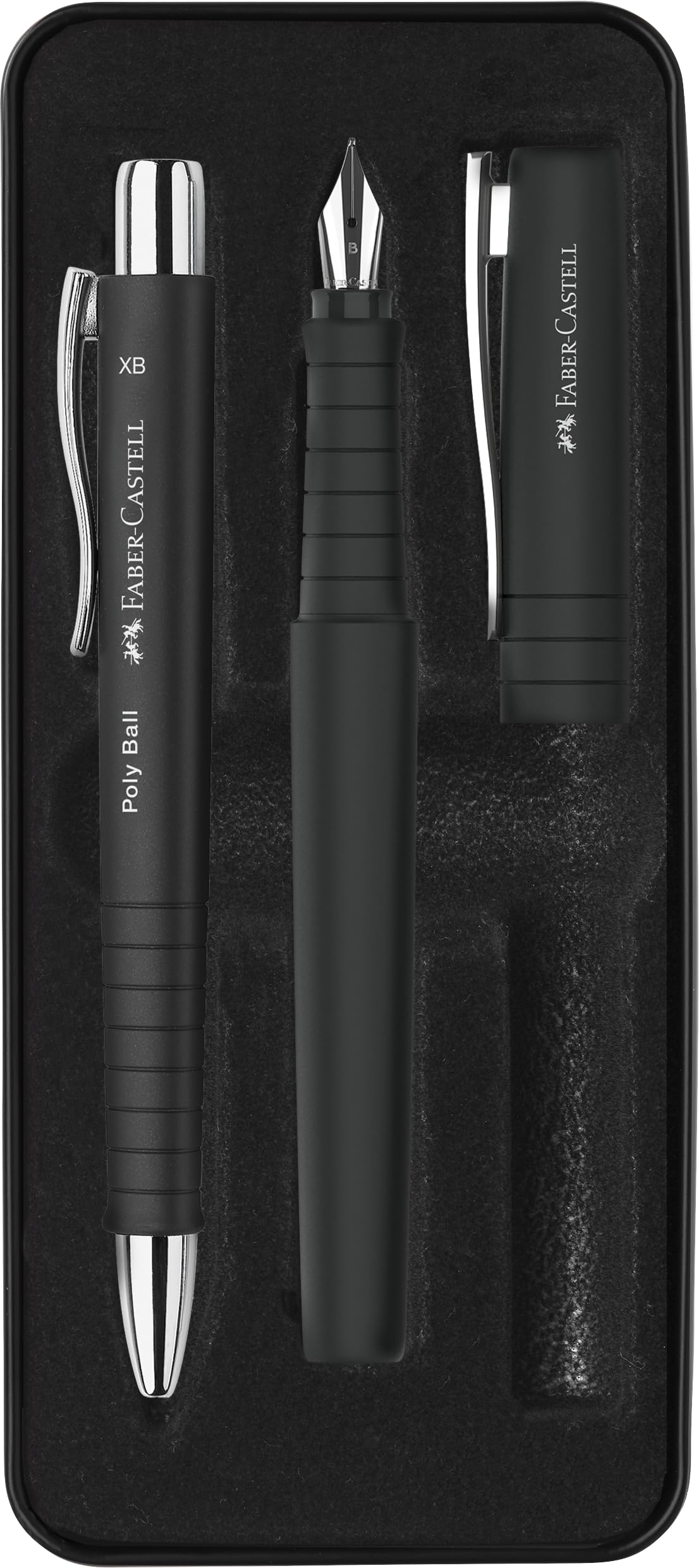 FABER-CASTELL 241050 Poly Pen Writing Set with Ballpoint Pen and Fountain Pen Black