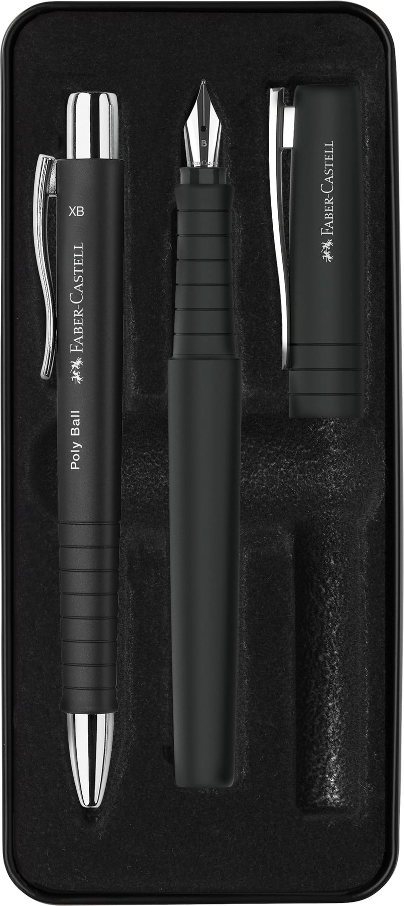 FABER-CASTELL 241050 Poly Pen Writing Set with Ballpoint Pen and Fountain Pen Black