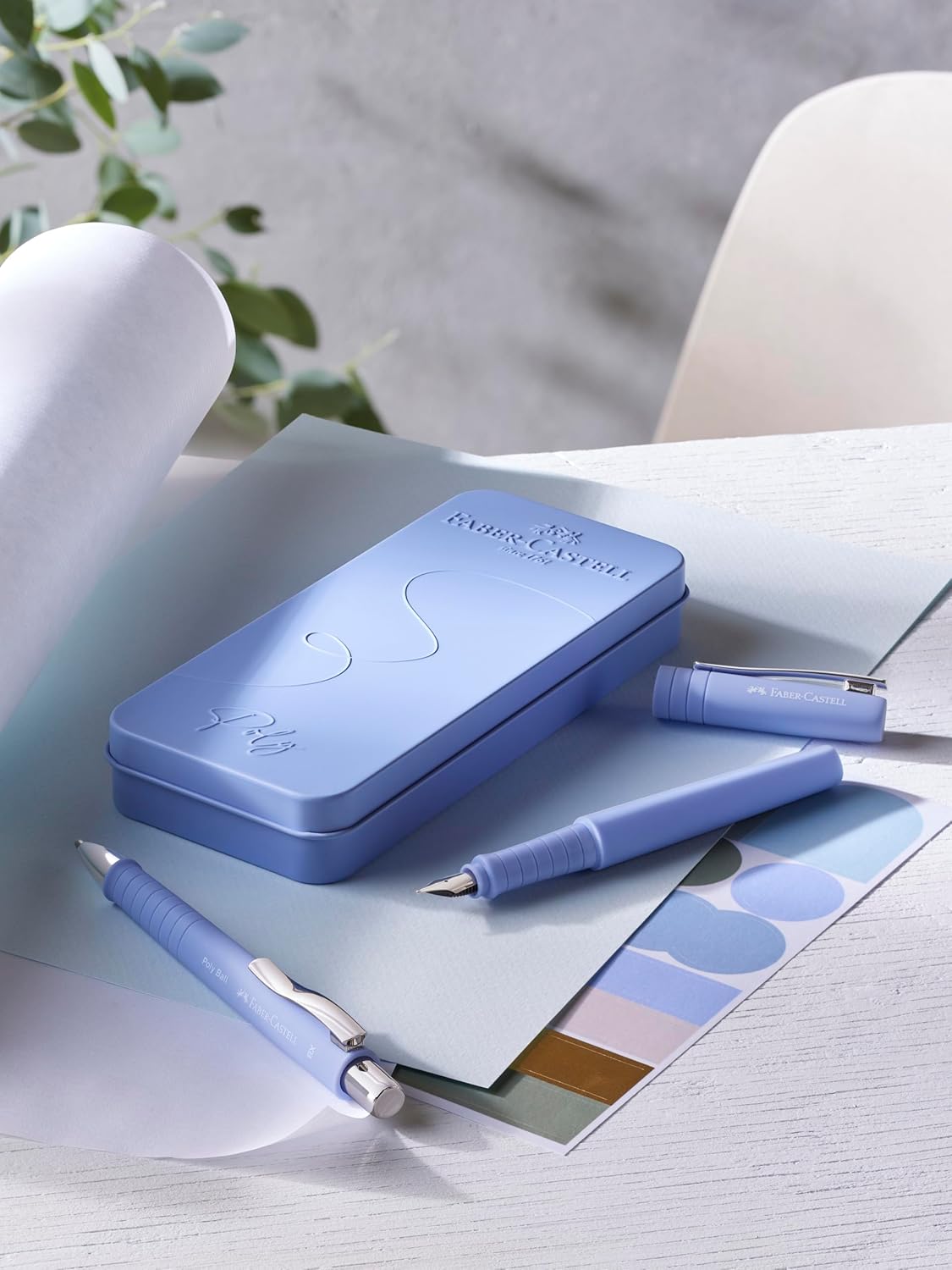 FABER-CASTELL 241051 Poly Pen Writing Set with Ballpoint Pen and Fountain Pen Pale Iris