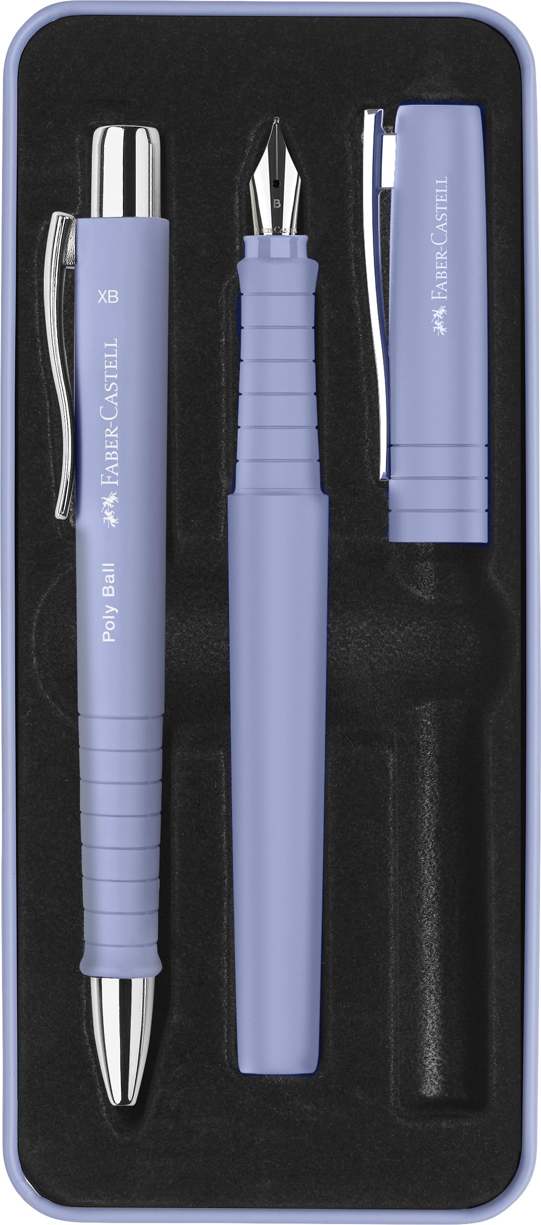 FABER-CASTELL 241051 Poly Pen Writing Set with Ballpoint Pen and Fountain Pen Pale Iris
