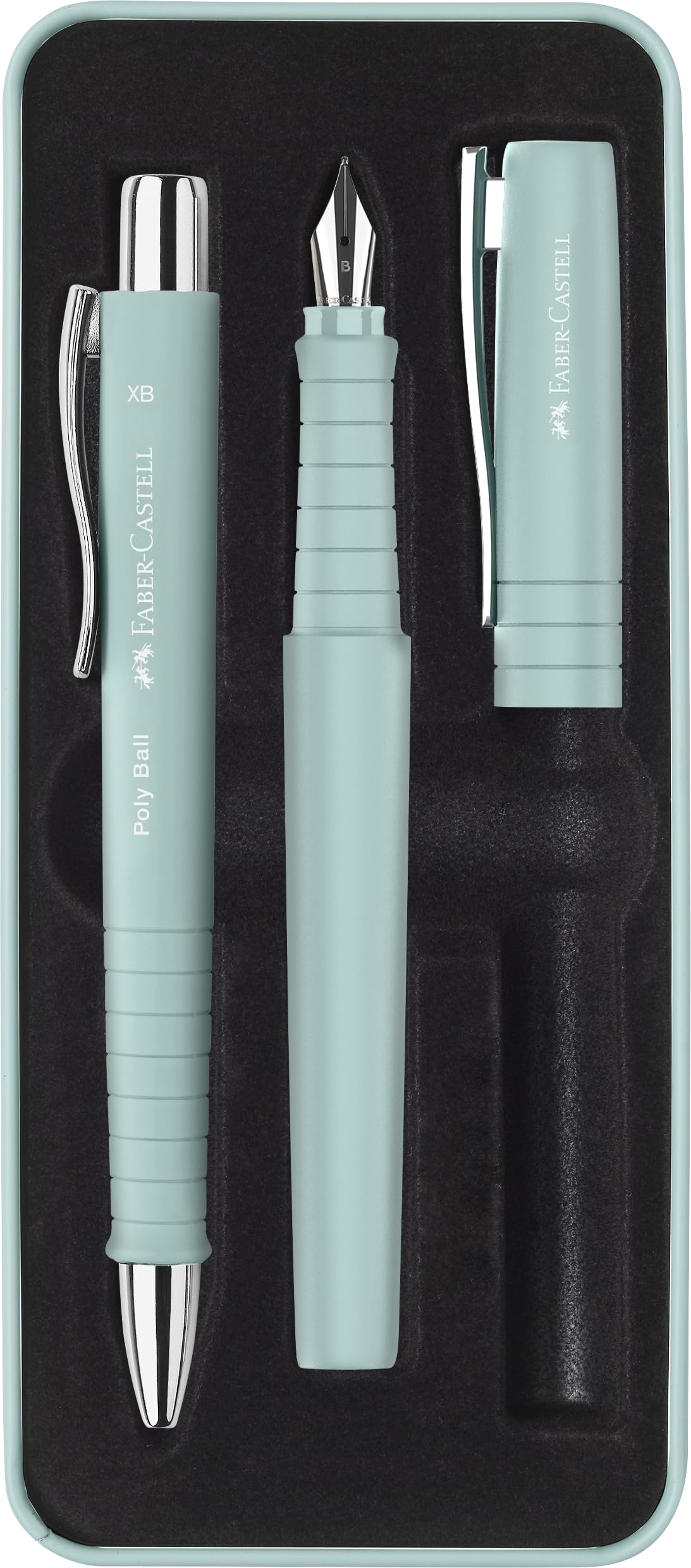 FABER-CASTELL 241053 Poly Pen Writing Set with Ballpoint Pen and Fountain Pen Caribic Blue