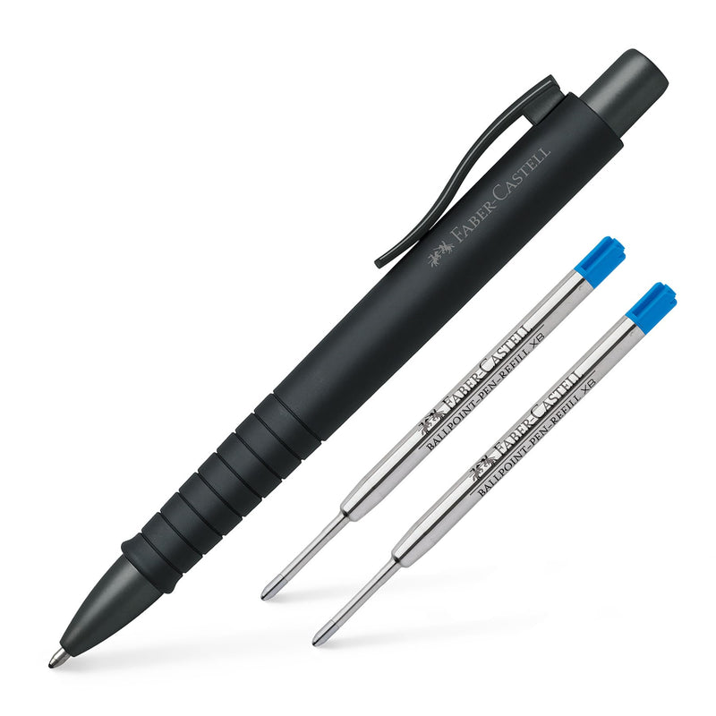 Faber-Castell POLY BALL Urban XB 241190 Ballpoint Pen Black with 2 Refills XB Blue (All Black + 2 Refills