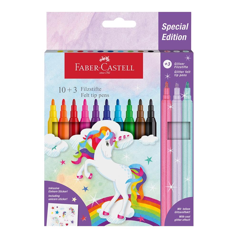 Faber Castell Limited Edition Unicorn Markers 10 Colours 3 Glitter