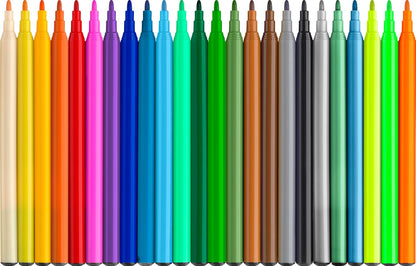FABER-CASTELL 554222 - Dino Felt Pen Set, 24 Felt Tip Pens in Standard and Pastel Colours