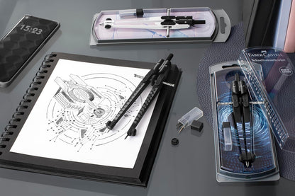 Faber-Castell 574454 - Brújula de ajuste rápido Shiny Twist, incl. recambios y minas de brújula